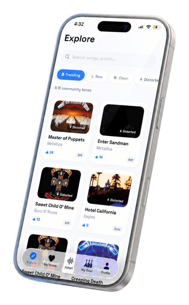 ToneAdapt iOS app — Explore page browsing community-matched tones